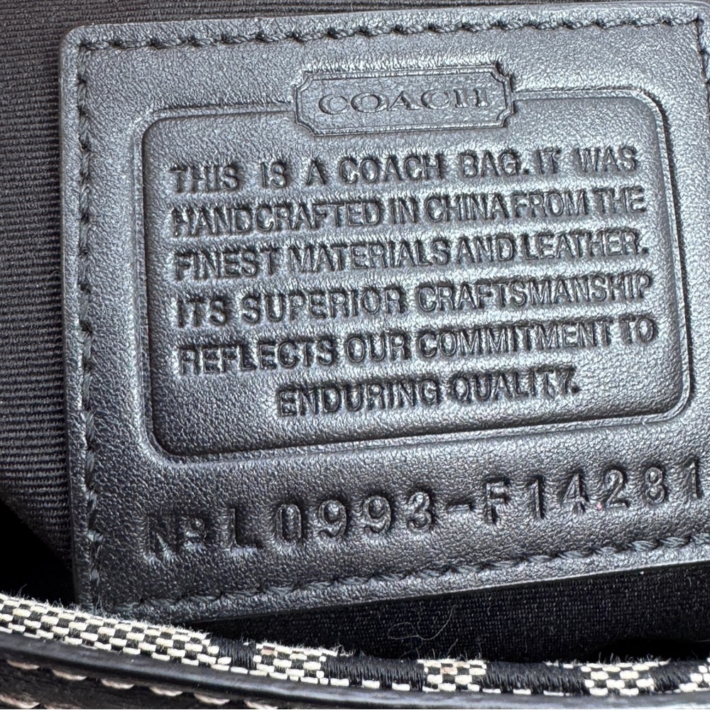 Coach Signature Turnlock Black Gray Jacquard Canvas Leather Trim F14281 - Picture 3 of 12